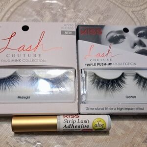 Kiss Lash Couture Faux Mink & Triple Push-Up Lashes with Gold Adhesive